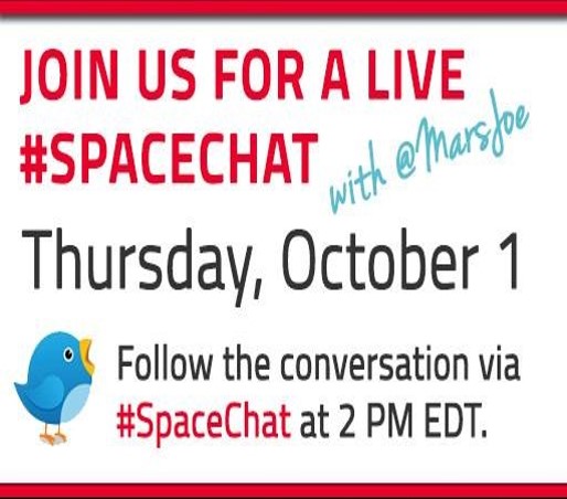 Don’t miss the #Spacechat with @MarsJoe on Thursday, Oct. 1